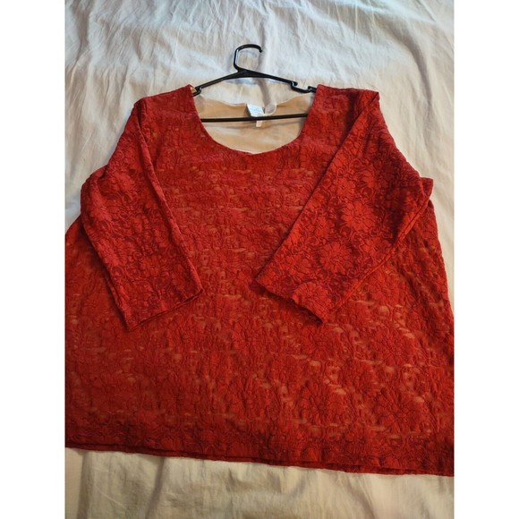 Emma James Woman Top Size 1 Red Lined Floral - Picture 7 of 8